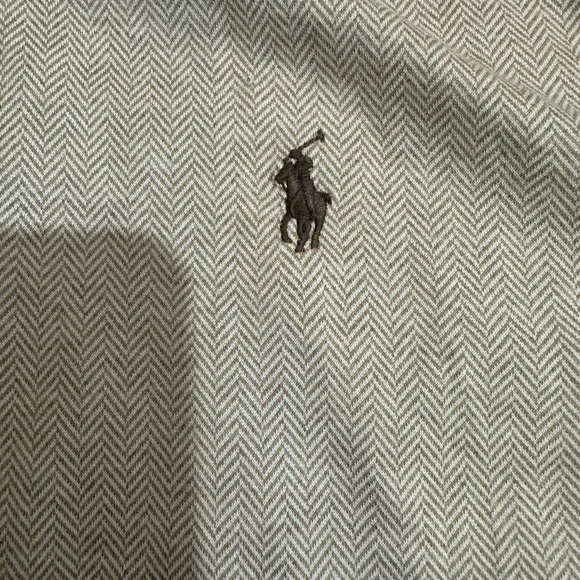 Polo Ralph Lauren Knit Dress Shirt-Tan Herringbone-Size XXL - Picture 4 of 8